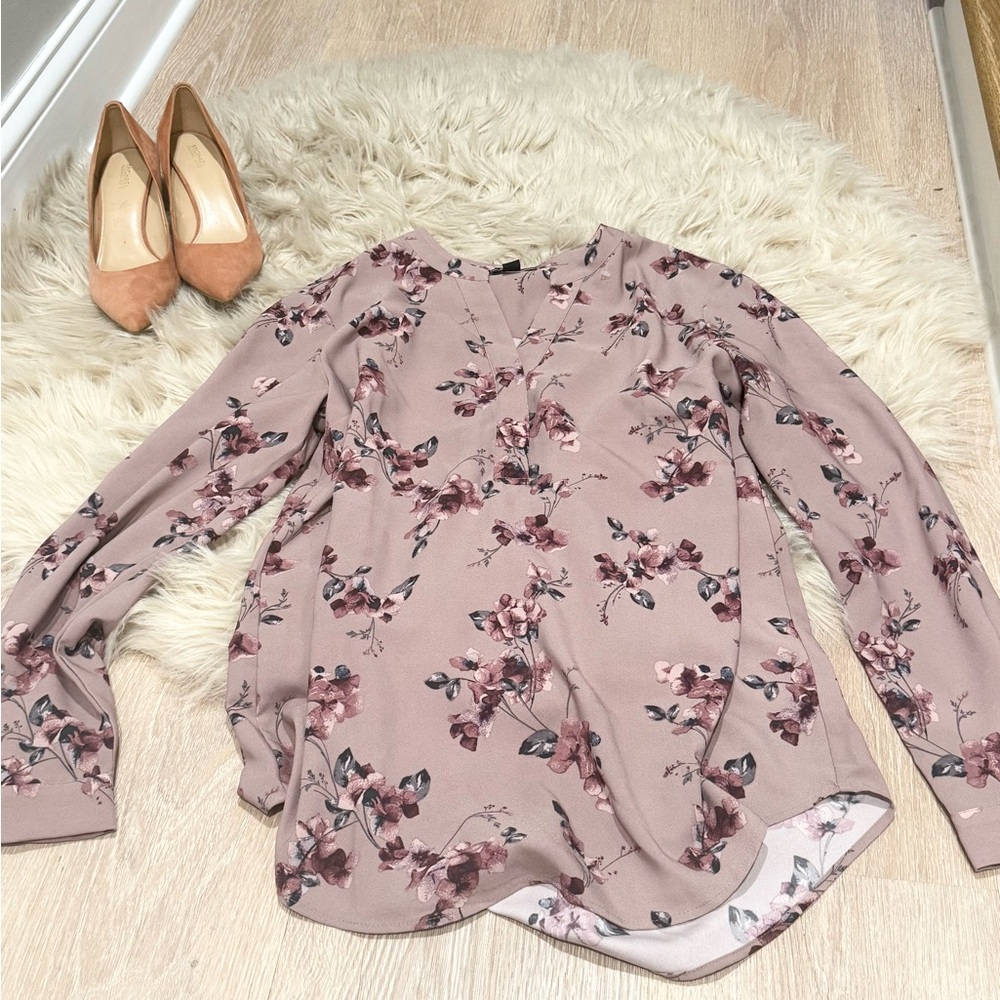 Relaxed Long Sleeve Blouse in Pink and Purple